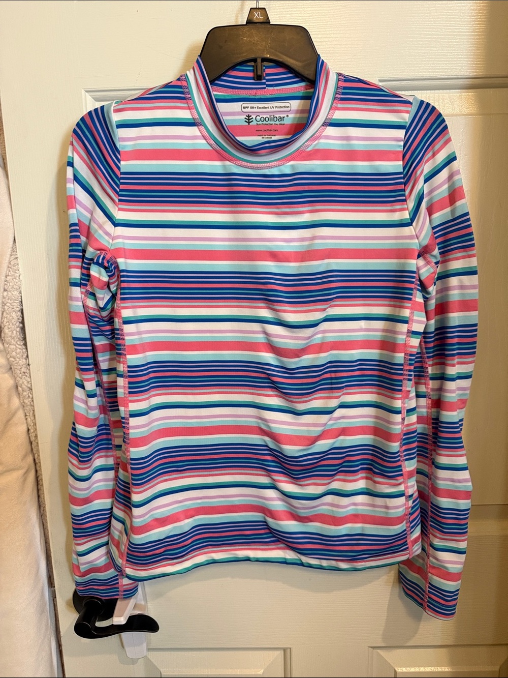 Coolibar Women's Long Sleeve Rash Guard – Blue, Pink, White